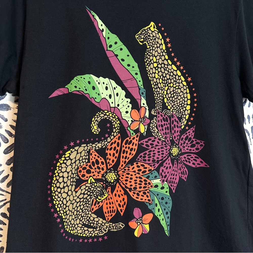 C&A Leopard Jungle Bohemian Graphic Short Sleeve Cotton T Shirt